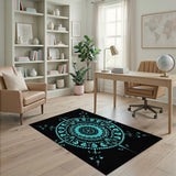 Geometric Modern Blue and Teal Mandala Geometric Area Rug