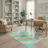 Teal and Green Organic Abstract Area Rug