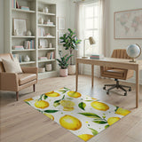 Vibrant Lemon Fruit Pattern Yellow Area Rug
