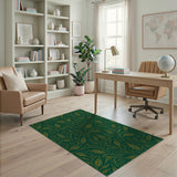 Emerald Green Leaf Swirl Area Rug