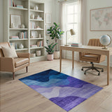 Cascading Wave Abstract Area Rug in Blue-Purple