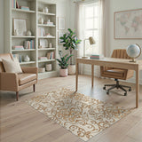 Floral Vintage Beige and Neutral Elegant Beige Floral Vine Area Rug