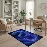Fierce Blue Dragon Lightning Area Rug