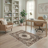 Ornate Beige Persian Area Rug