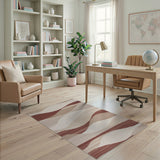 Wavy Beige Rust Abstract Area Rug