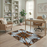 Bold Orange Tribal Sunburst Area Rug