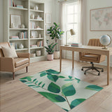 Vibrant Green Abstract Leaves Area Rug