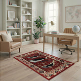 Southwestern Orca Whale Area Rug in Red