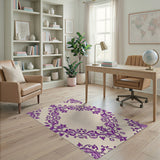 Purple Purple Ornate Floral Damask Area Rug