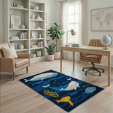 Playful Whale Ocean Kids Cartoon Area Rug