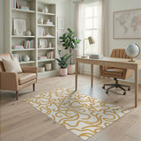 Gold Squiggle Abstract Area Rug