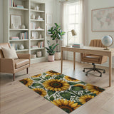 Golden Sunflower Vines Area Rug