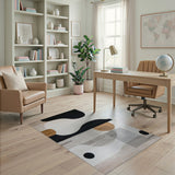 Beige and Neutral Abstract Geometric Modern Area Rug in Neutral Tones