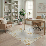 Beige Gold Leaf Blossom Floral Area Rug