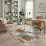 Abstract Geometric Beige Brown Area Rug