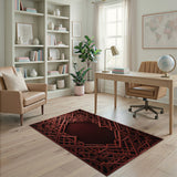 Red Geometric Lattice Red Area Rug