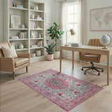 Vibrant Pink Persian Floral Medallion Pink Rug