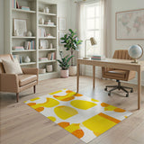 Vibrant Yellow Orange Geometric Modern Rug