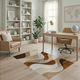 Wavy Brown and Tan Wavy Brown Tan Abstract Area Rug
