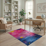 Vibrant Pink-to-Blue Geometric Sun Area Rug