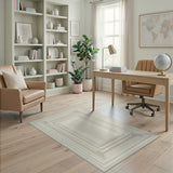 Nested Beige Frame Geometric Area Rug