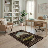 Rustic Farmhouse Cabin in Distressed Frame Rug