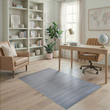 Modern Grey Horizontal Stripe Fringe Rug