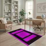 Vibrant Pink Geometric Bordered Area Rug