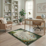 Vintage Floral Meadow Rug with Butterflies