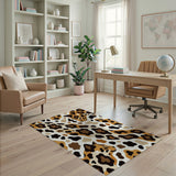 Leopard Print Area Rug with Stylized Faces
