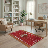 Red Football Field Area Rug