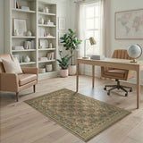 Teal Geometric Heritage Tribal Area Rug