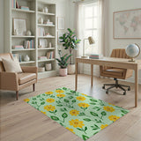 Sunny Yellow Daisies on Mint Green Area Rug