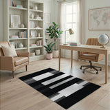 Geometric Modern Bold Black White Geometric Striped Area Rug