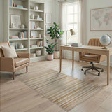 Beige Wavy Stripe Woven Area Rug