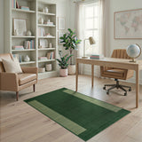 Emerald Green Textured Border Stripe Rug