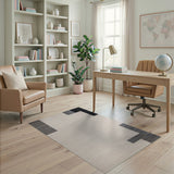 Beige and Neutral Modern Grey Block Geometric Area Rug