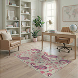 Pink Paisley Persian Area Rug