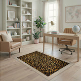 Bold Black Gold Leopard Print Area Rug