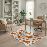 Whimsical Orange Cats Stars Kids Area Rug