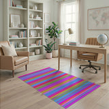 Vivid Rainbow Striped Area Rug