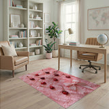 Playful Cherry Bow Pink Area Rug