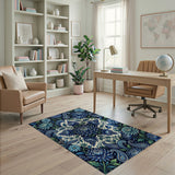 Indigo Chrysanthemum Paisley Area Rug