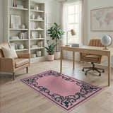 Pink Ornate Scrollwork Area Rug