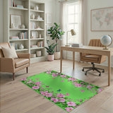 Pink Hibiscus Butterflies Floral Area Rug