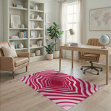 Pink Vibrant Pink Wavy Geometric Area Rug