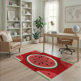 Red Fruit Pattern Watermelon Slice Fruit Pattern Area Rug