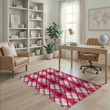 Geometric Modern Vibrant Pink Plaid Geometric Area Rug