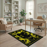 Dripping Yellow Skulls Black Area Rug