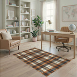 Classic Orange Plaid Area Rug